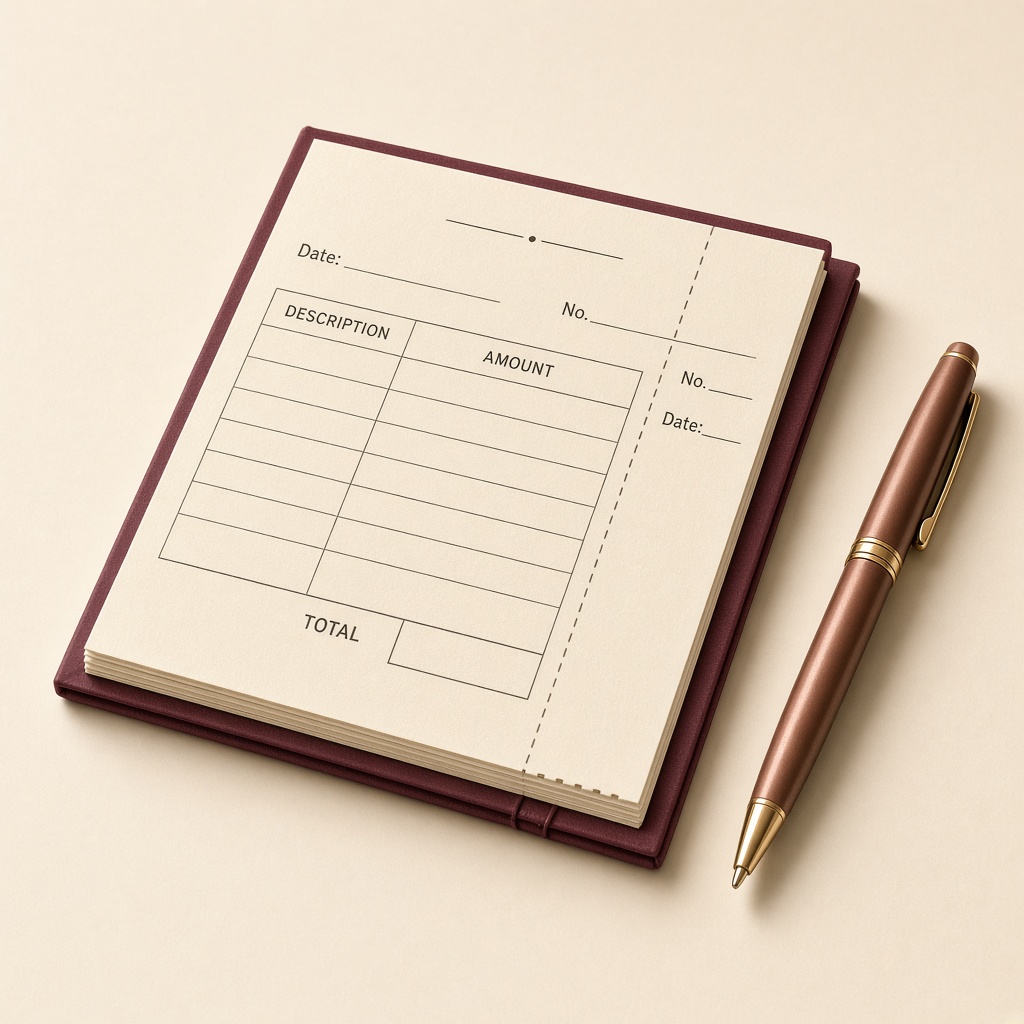 A receipt book with perforated pages