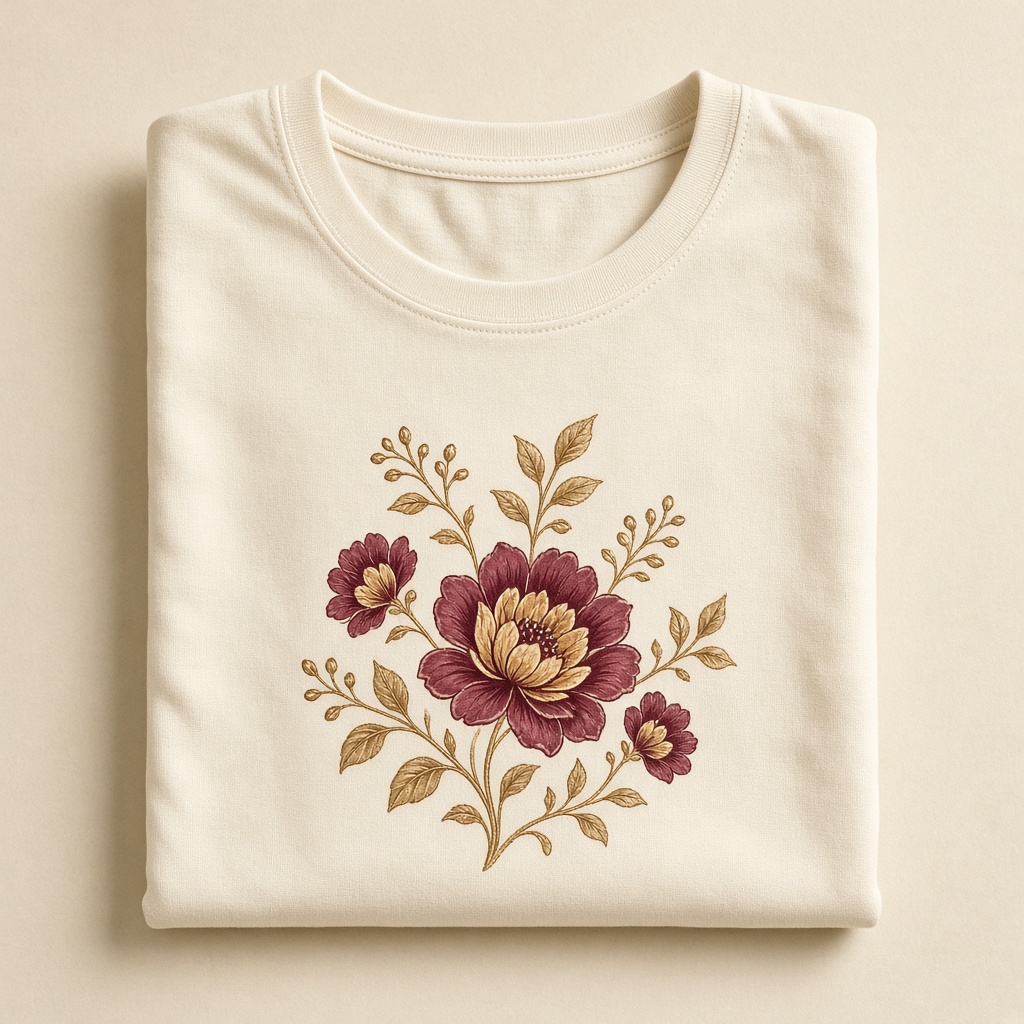 A folded printed T-shirt